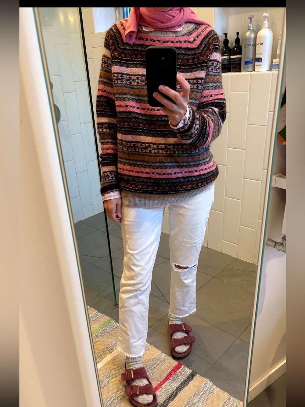 J. Crew Wool blend Reverse Fair Isle Crewneck Sweater